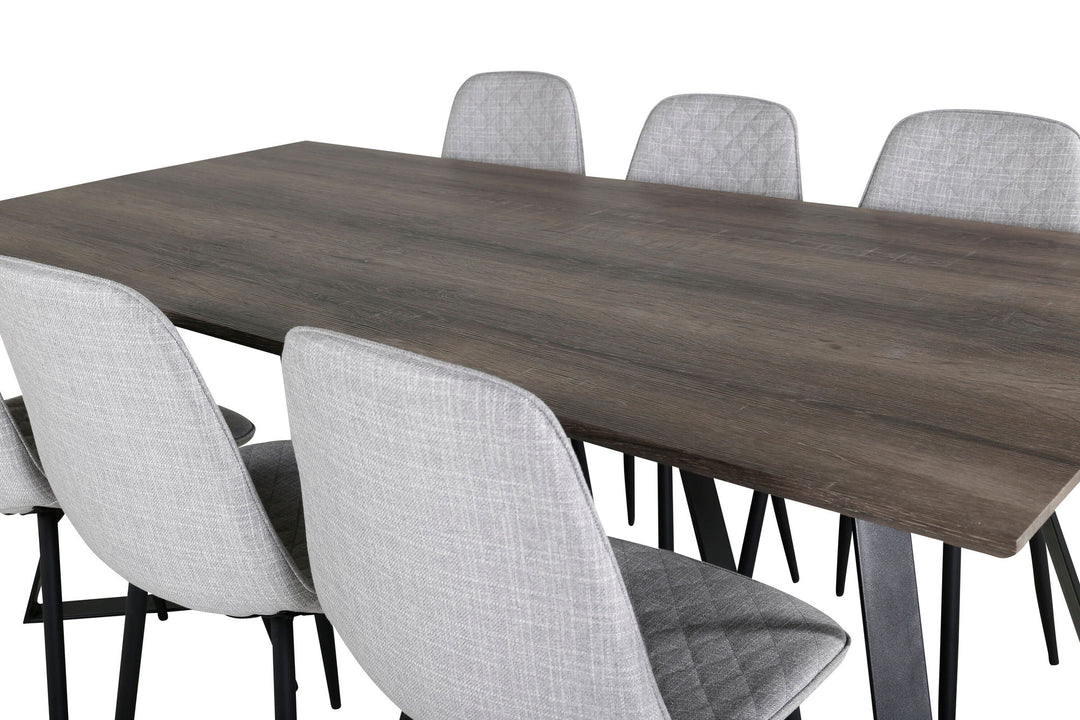 Venture Home Marina Dining Table - 180*90*H75 - Grey / Black+Polar Diamond Dining Chair - Black Legs - Grey Fabric_6