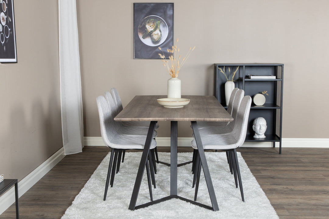 Venture Home Marina Dining Table - 180*90*H75 - Grey / Black+Polar Diamond Dining Chair - Black Legs - Grey Fabric_6