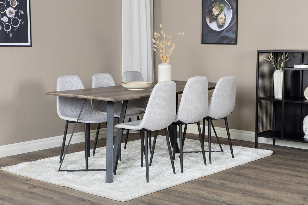 Venture Home Marina Dining Table - 180*90*H75 - Grey / Black+Polar Diamond Dining Chair - Black Legs - Grey Fabric_6
