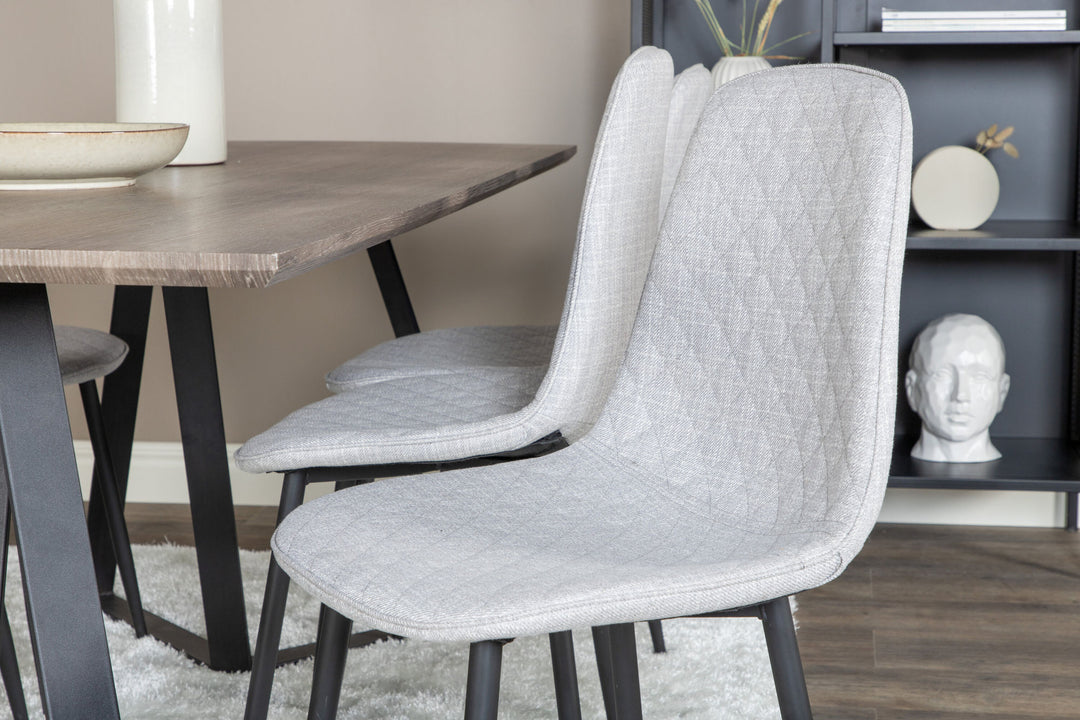 Venture Home Marina Dining Table - 180*90*H75 - Grey / Black+Polar Diamond Dining Chair - Black Legs - Grey Fabric_6