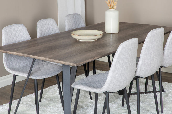 Venture Home Marina Dining Table - 180*90*H75 - Grey / Black+Polar Diamond Dining Chair - Black Legs - Grey Fabric_6