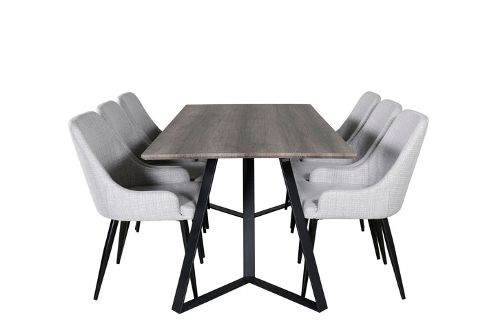 Venture Home Marina Dining Table - 180*90*H75 - Grey / Black+Plaza Dining chair - Black legs - Light Grey Fabric_6
