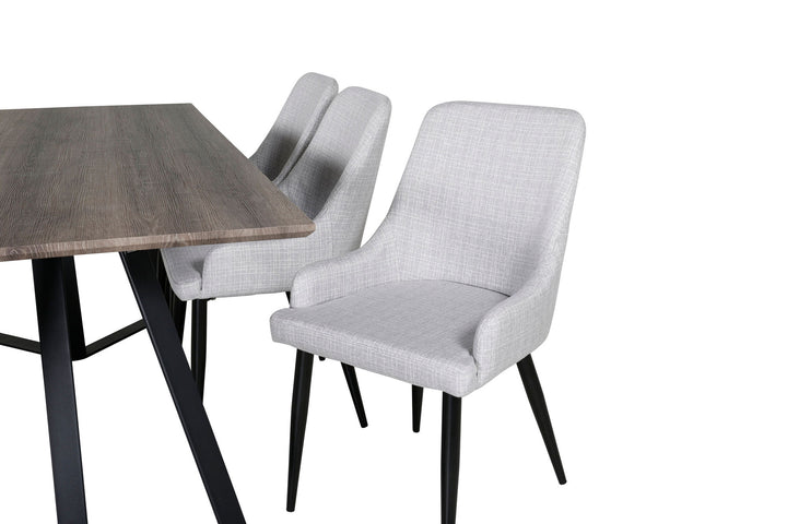 Venture Home Marina Dining Table - 180*90*H75 - Grey / Black+Plaza Dining chair - Black legs - Light Grey Fabric_6