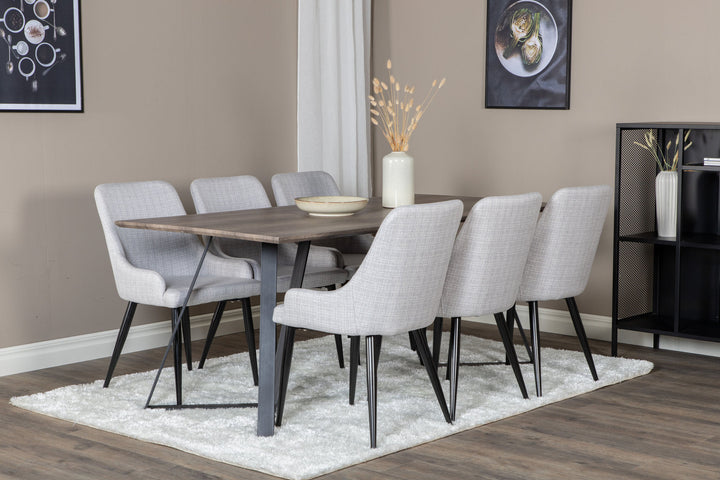 Venture Home Marina Dining Table - 180*90*H75 - Grey / Black+Plaza Dining chair - Black legs - Light Grey Fabric_6
