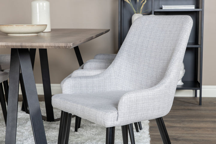 Venture Home Marina Dining Table - 180*90*H75 - Grey / Black+Plaza Dining chair - Black legs - Light Grey Fabric_6