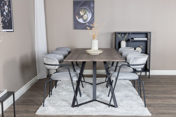 Venture Home Marina Dining Table - 180*90*H75 - Grey / Black+Arrow armchair - Black Legs - Grey Velvet_6