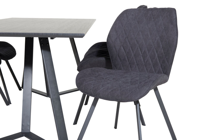 Venture Home Marina Dining Table - Black top / Black Legs +Gemma Dining Chair - Black Legs - Black Fabric_6