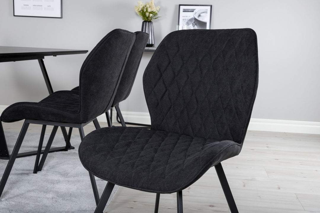 Venture Home Marina Dining Table - Black top / Black Legs +Gemma Dining Chair - Black Legs - Black Fabric_6