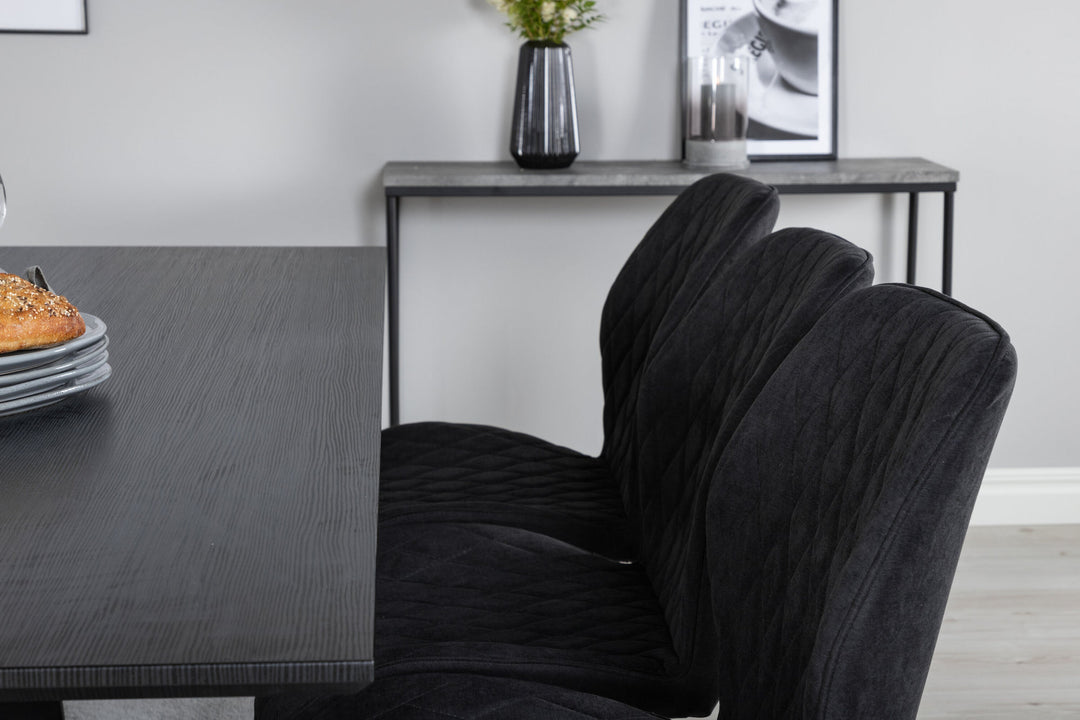 Venture Home Marina Dining Table - Black top / Black Legs +Gemma Dining Chair - Black Legs - Black Fabric_6