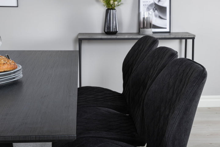 Venture Home Marina Dining Table - Black top / Black Legs +Gemma Dining Chair - Black Legs - Black Fabric_6
