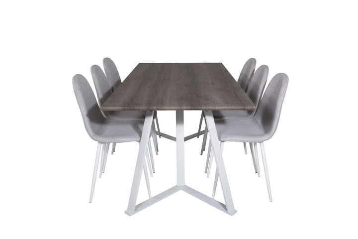 Venture Home Marina Dining Table - Grey "oak" / White Legs +Polar Dining Chair - White Legs - Light Grey Fabric_6
