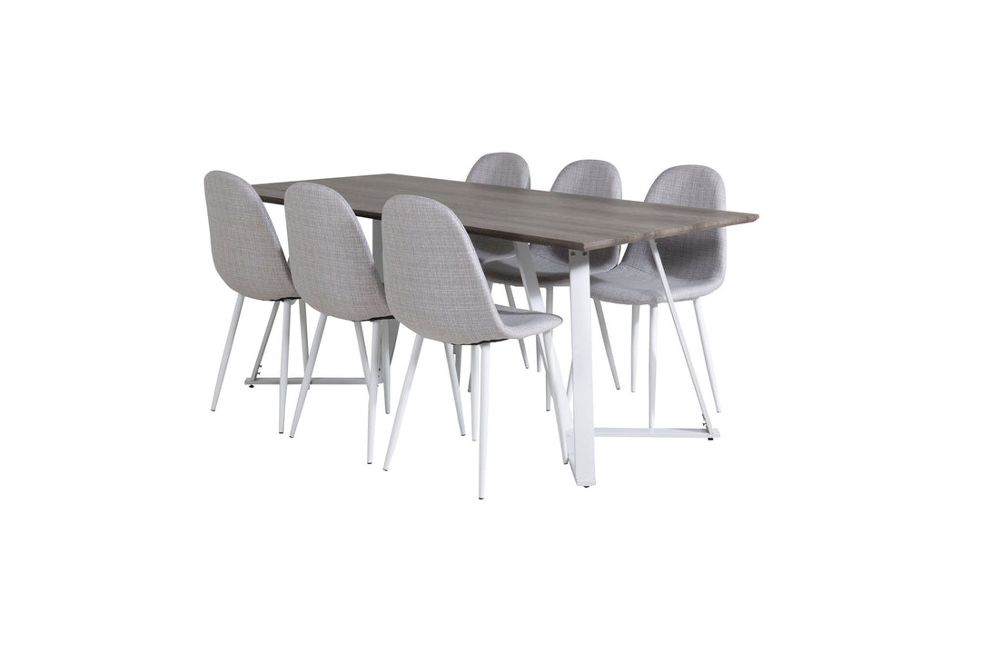 Venture Home Marina Dining Table - Grey "oak" / White Legs +Polar Dining Chair - White Legs - Light Grey Fabric_6