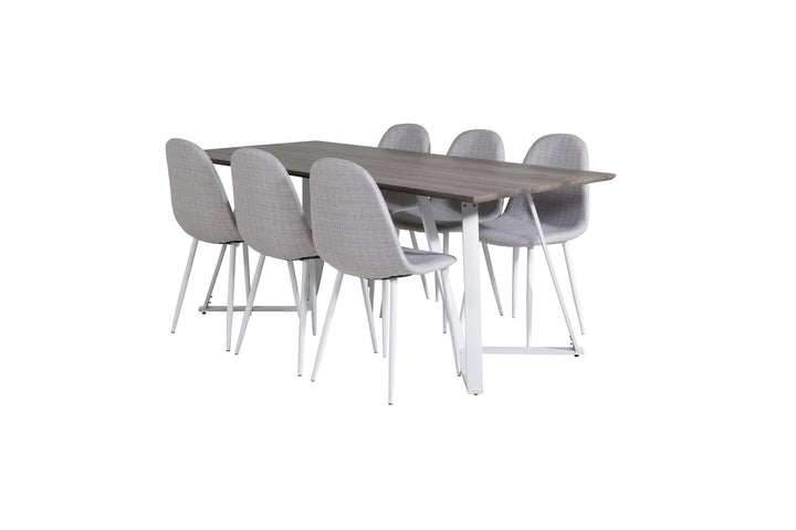 Venture Home Marina Dining Table - Grey "oak" / White Legs +Polar Dining Chair - White Legs - Light Grey Fabric_6
