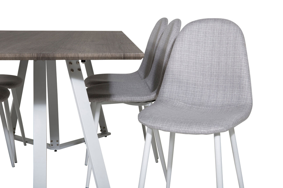 Venture Home Marina Dining Table - Grey "oak" / White Legs +Polar Dining Chair - White Legs - Light Grey Fabric_6