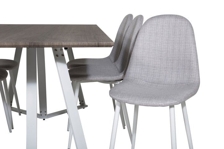 Venture Home Marina Dining Table - Grey "oak" / White Legs +Polar Dining Chair - White Legs - Light Grey Fabric_6