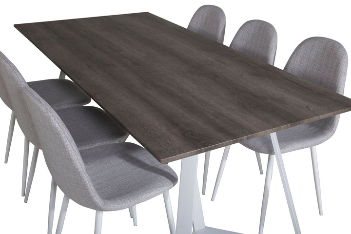 Venture Home Marina Dining Table - Grey "oak" / White Legs +Polar Dining Chair - White Legs - Light Grey Fabric_6