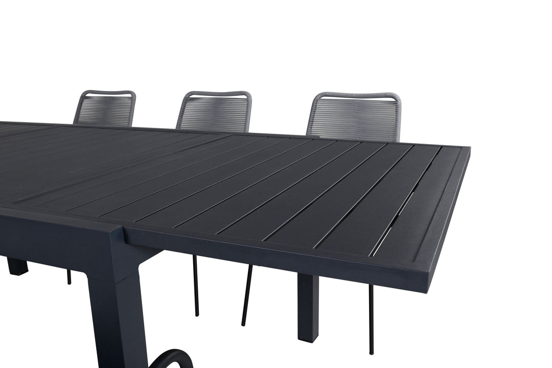 Venture Home Marbella Table 160/240 - Black/Black+Lindos Armchair - Black Alu / Grey Rope_6