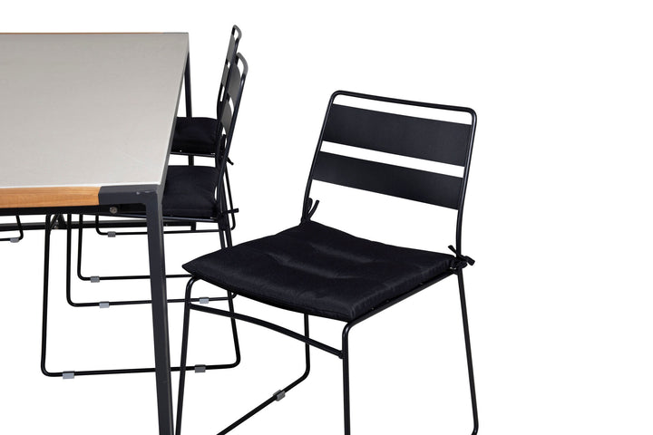 Venture Home Texas Dining Table 200*100 - Black Alu / Teak / Grey Spray stone+Lina Dining Chair - Black_6
