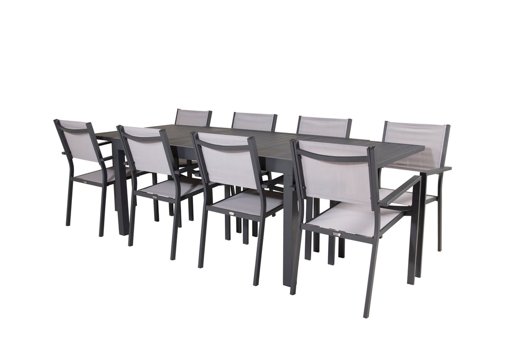 Venture Home Marbella Dining Table 160/240*100*H75 - Black+Copacabana Arm Chair (stackable) - Black Alu / Grey Textilene_8