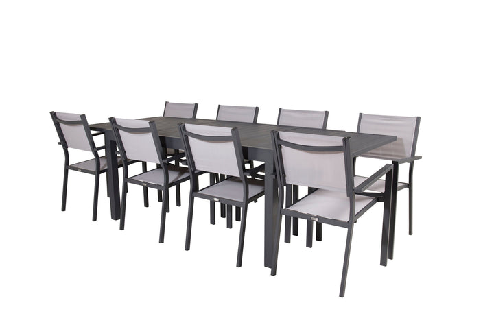 Venture Home Marbella Dining Table 160/240*100*H75 - Black+Copacabana Arm Chair (stackable) - Black Alu / Grey Textilene_8