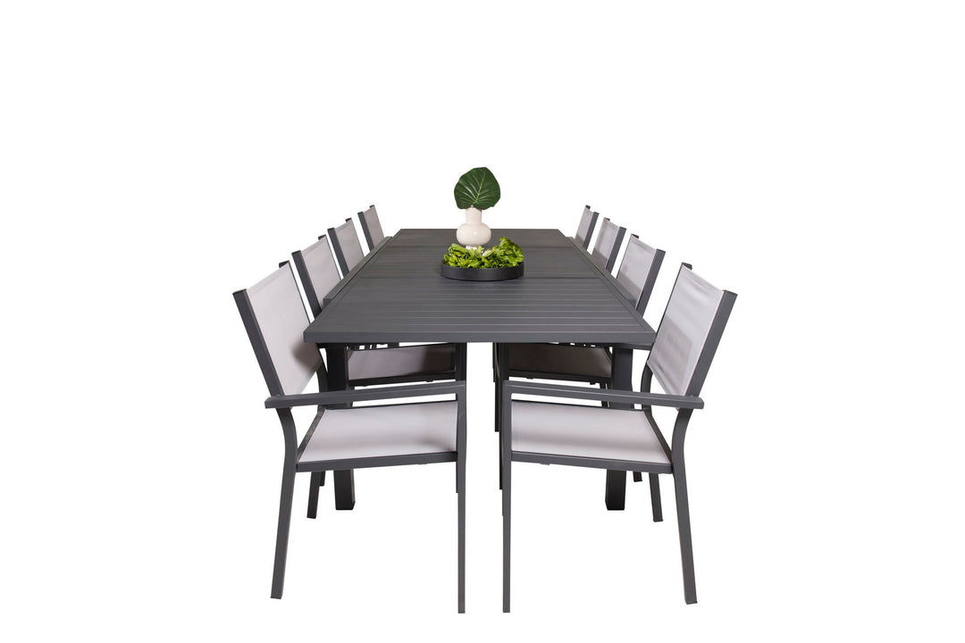 Venture Home Marbella Dining Table 160/240*100*H75 - Black+Copacabana Arm Chair (stackable) - Black Alu / Grey Textilene_8