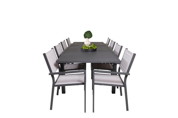 Venture Home Marbella Dining Table 160/240*100*H75 - Black+Copacabana Arm Chair (stackable) - Black Alu / Grey Textilene_8