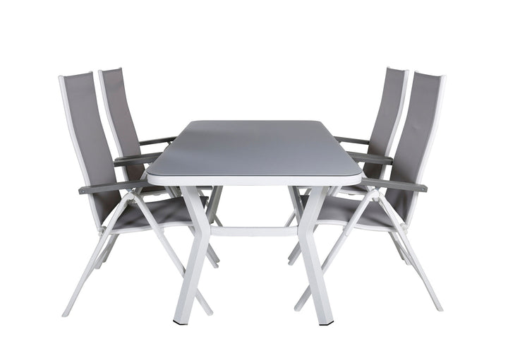 Venture Home Virya Dining Table - White Alu / Grey Glass - small table+Albany Light 5-pos white alu / Grey Textilene_4