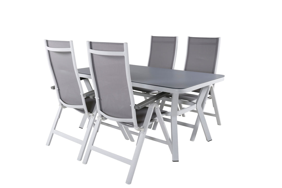 Venture Home Virya Dining Table - White Alu / Grey Glass - small table+Albany Light 5-pos white alu / Grey Textilene_4