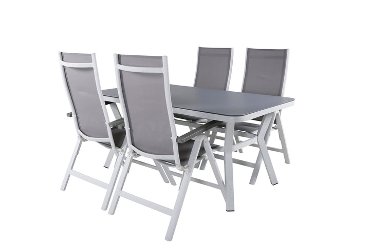 Venture Home Virya Dining Table - White Alu / Grey Glass - small table+Albany Light 5-pos white alu / Grey Textilene_4