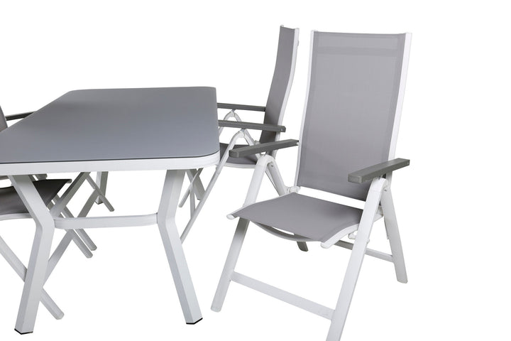 Venture Home Virya Dining Table - White Alu / Grey Glass - small table+Albany Light 5-pos white alu / Grey Textilene_4