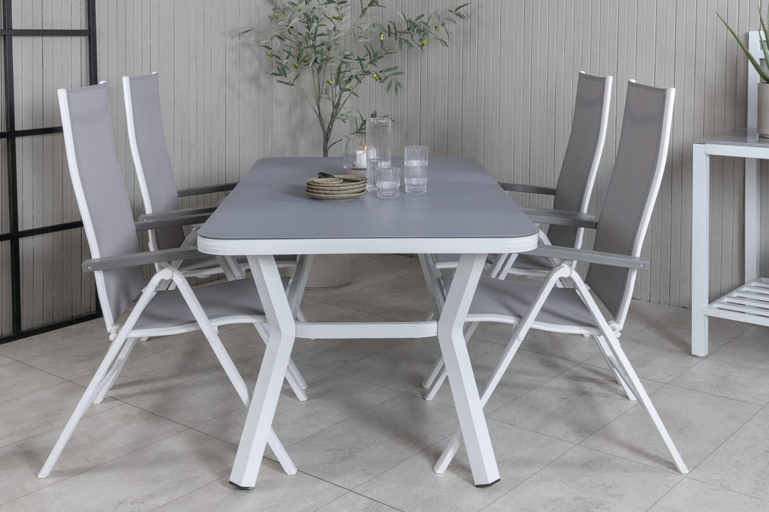 Venture Home Virya Dining Table - White Alu / Grey Glass - small table+Albany Light 5-pos white alu / Grey Textilene_4