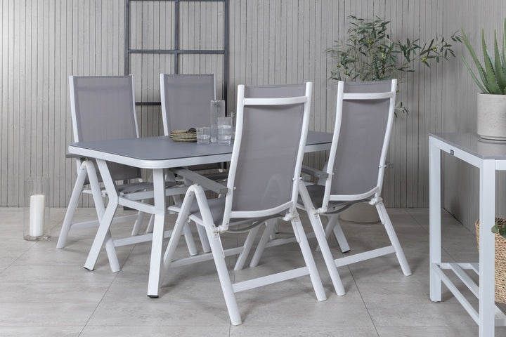 Venture Home Virya Dining Table - White Alu / Grey Glass - small table+Albany Light 5-pos white alu / Grey Textilene_4