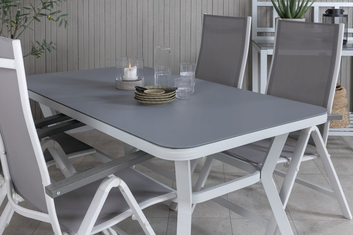 Venture Home Virya Dining Table - White Alu / Grey Glass - small table+Albany Light 5-pos white alu / Grey Textilene_4