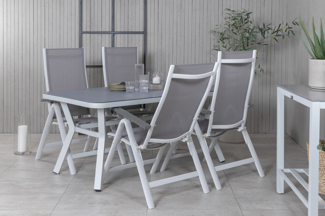 Venture Home Virya Dining Table - White Alu / Grey Glass - small table+Albany Light 5-pos white alu / Grey Textilene_4