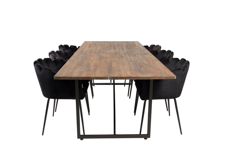 Venture Home Padang Matbord - Svart / mörk Teak - 250*100*H76+Limhamn - Chair - Black Velvet_6