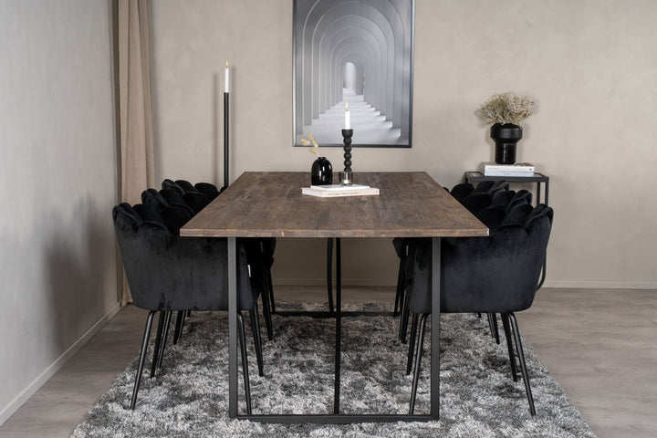 Venture Home Padang Matbord - Svart / mörk Teak - 250*100*H76+Limhamn - Chair - Black Velvet_6