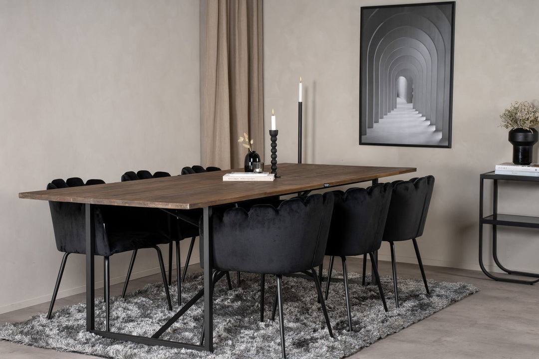 Venture Home Padang Matbord - Svart / mörk Teak - 250*100*H76+Limhamn - Chair - Black Velvet_6