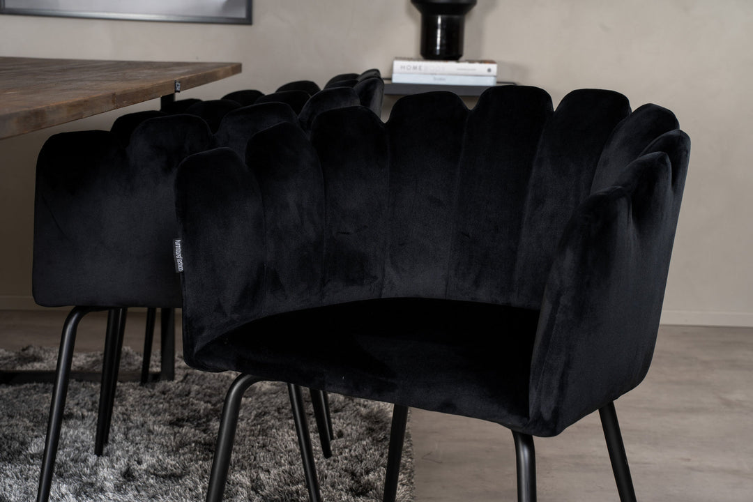 Venture Home Padang Matbord - Svart / mörk Teak - 250*100*H76+Limhamn - Chair - Black Velvet_6