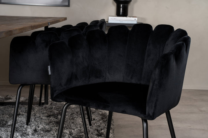 Venture Home Padang Matbord - Svart / mörk Teak - 250*100*H76+Limhamn - Chair - Black Velvet_6