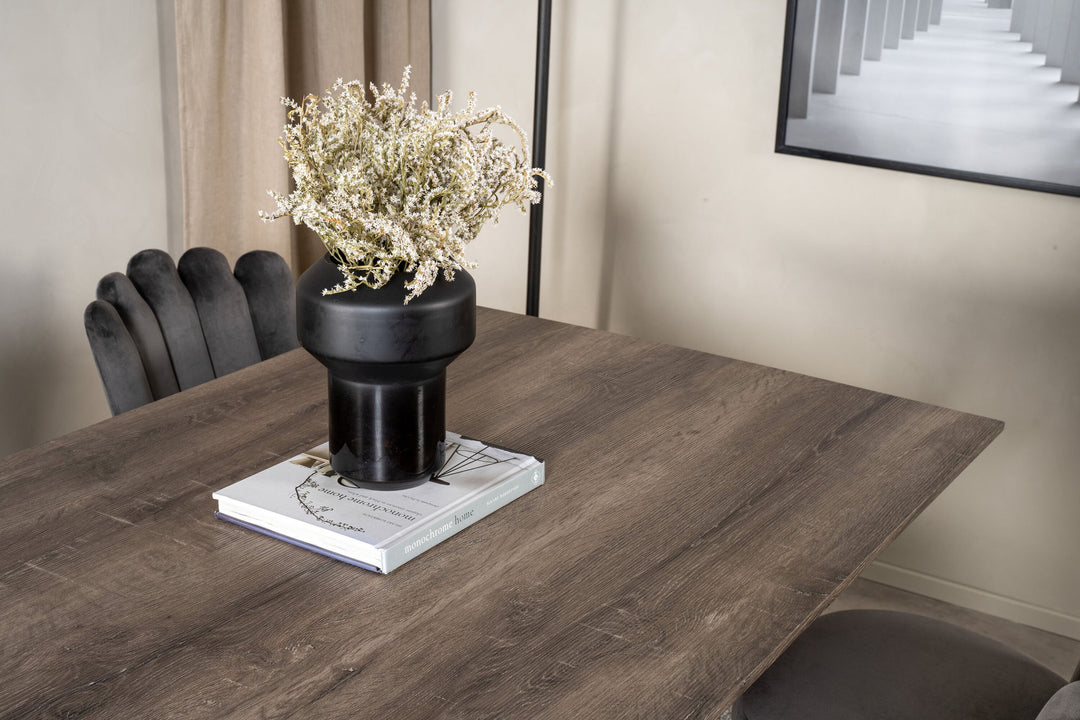 Venture Home Marina Matbord - Svart / Grå Ek - 180*90*H75+Limhamn Light - Chair - Grey Velvet_6