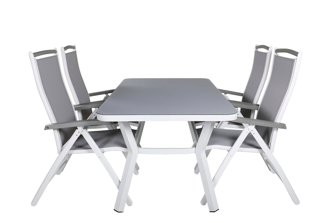 Venture Home Virya Dining Table - White Alu / Grey Glass - small table+Albany 5:pos Chair - White/Grey_4