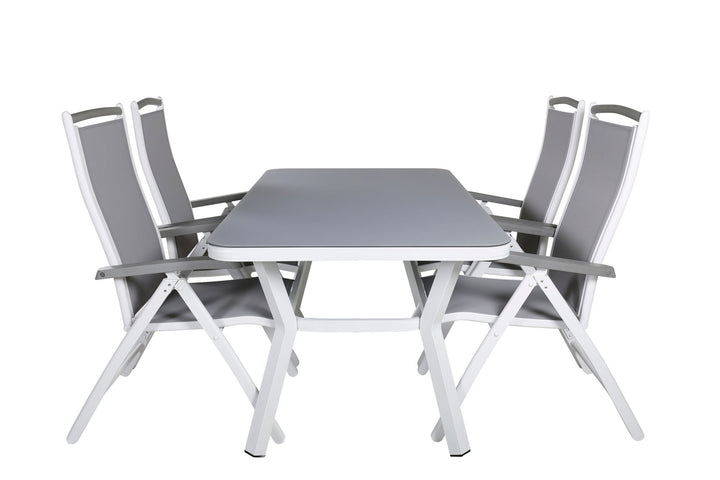 Venture Home Virya Dining Table - White Alu / Grey Glass - small table+Albany 5:pos Chair - White/Grey_4