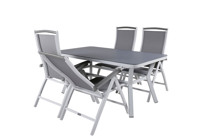 Venture Home Virya Dining Table - White Alu / Grey Glass - small table+Albany 5:pos Chair - White/Grey_4