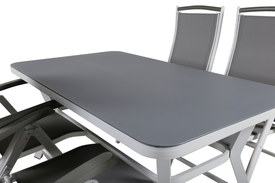 Venture Home Virya Dining Table - White Alu / Grey Glass - small table+Albany 5:pos Chair - White/Grey_4