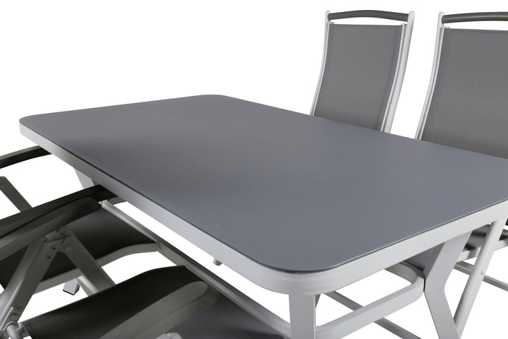 Venture Home Virya Dining Table - White Alu / Grey Glass - small table+Albany 5:pos Chair - White/Grey_4