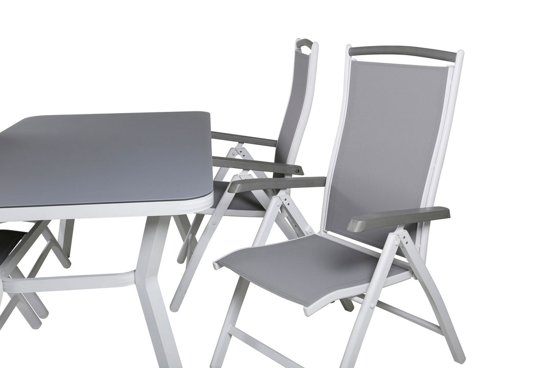 Venture Home Virya Dining Table - White Alu / Grey Glass - small table+Albany 5:pos Chair - White/Grey_4
