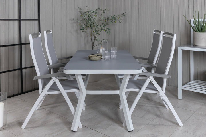 Venture Home Virya Dining Table - White Alu / Grey Glass - small table+Albany 5:pos Chair - White/Grey_4