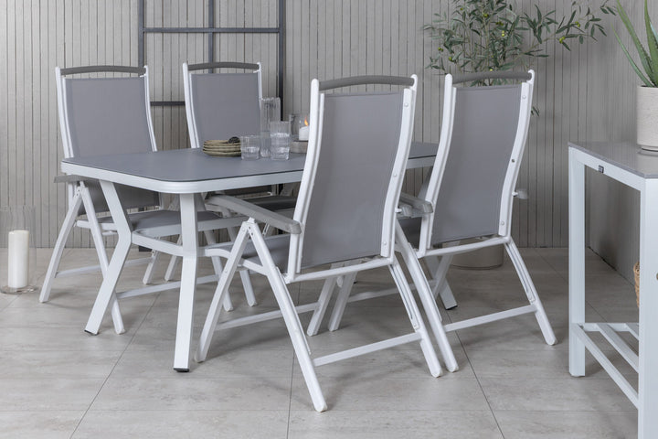 Venture Home Virya Dining Table - White Alu / Grey Glass - small table+Albany 5:pos Chair - White/Grey_4