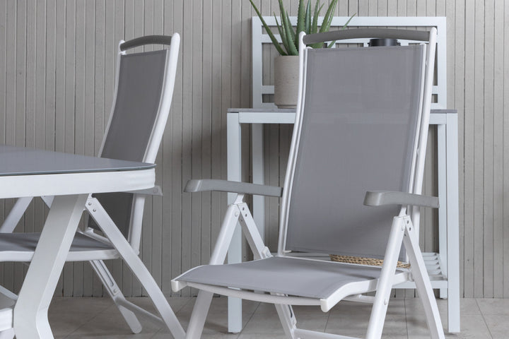 Venture Home Virya Dining Table - White Alu / Grey Glass - small table+Albany 5:pos Chair - White/Grey_4
