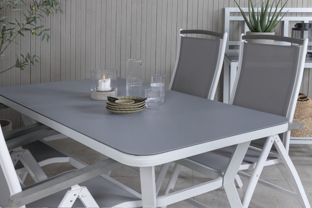 Venture Home Virya Dining Table - White Alu / Grey Glass - small table+Albany 5:pos Chair - White/Grey_4